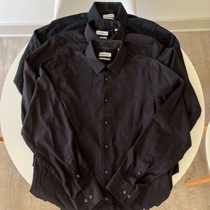 3 Calvin Klein Black Dress Shirts